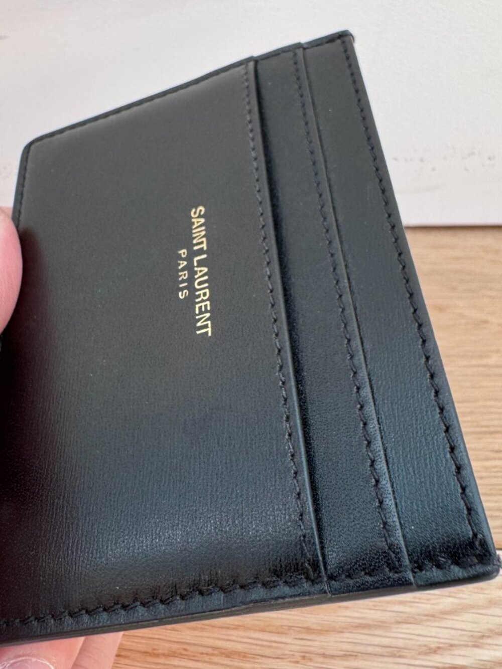 Saint Laurent Paris 6 Card Slot Pocket Organizer | Black & Gold | Made in Paris - Picture 3 of 7